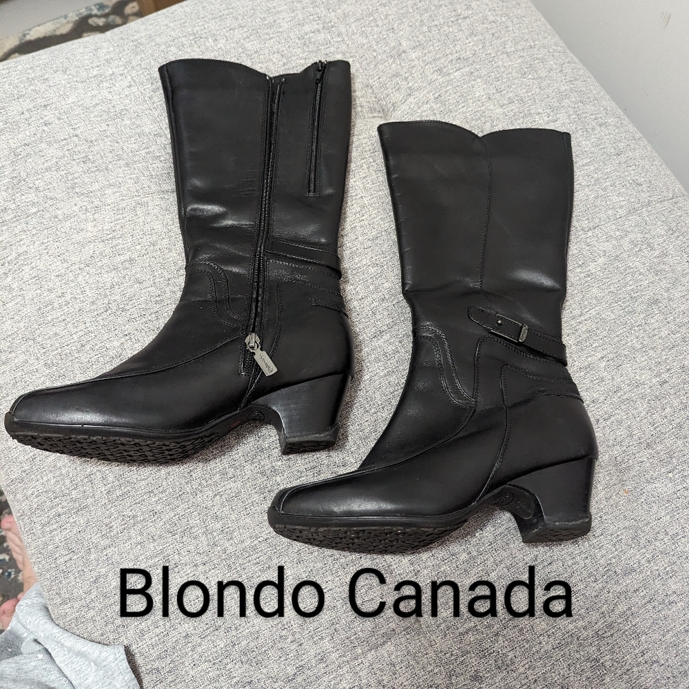 Blondo winter boots. Long. leather with Wool Lining. size 8.5 W.